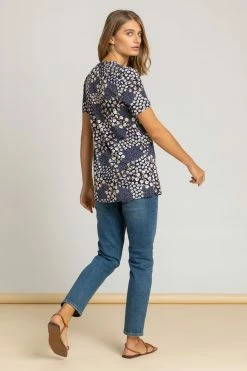 Roman Blue Floral Tile Print Notch Neck Top 9 Roman Blue Floral Tile Print Notch Neck Top -Roman Sales Shop unnamed file 9717