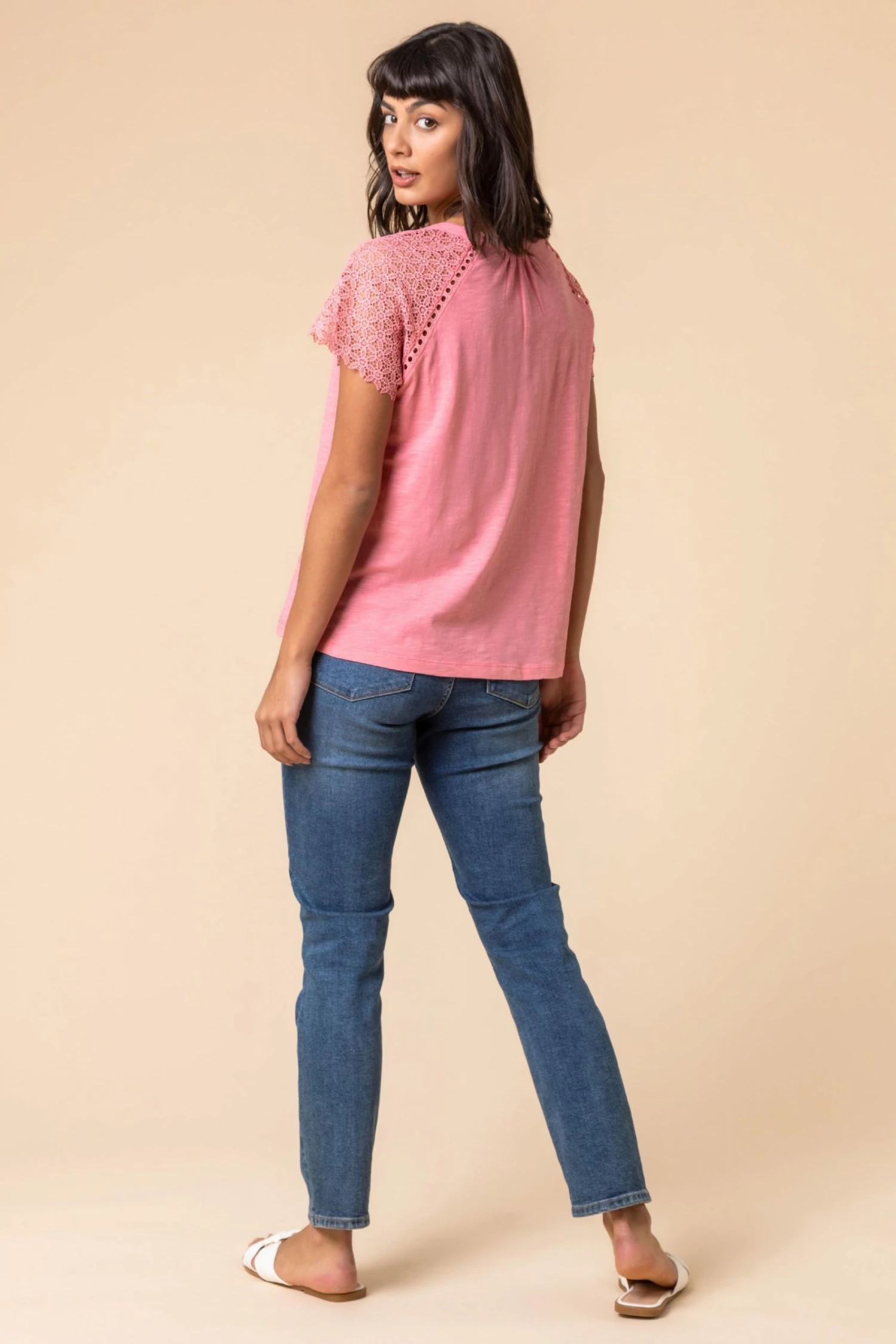 Roman Pink Embroidered Sleeve Jersey T-Shirt 4 Roman Pink Embroidered Sleeve Jersey T-Shirt - Image 2