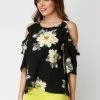 Roman Black Floral Cold Shoulder Frill Top 1 Roman Black Floral Cold Shoulder Frill Top -Roman Sales Shop unnamed file 9725