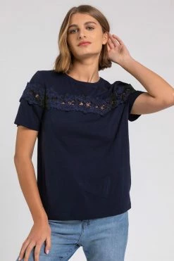 Roman Blue Lace Detail Jersey T-Shirt 11 Roman Blue Lace Detail Jersey T-Shirt -Roman Sales Shop unnamed file 9732