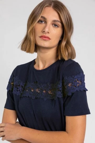 Roman Blue Lace Detail Jersey T-Shirt 8 Roman Blue Lace Detail Jersey T-Shirt - Image 6