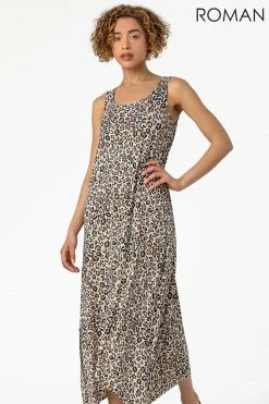 Roman Brown Cheetah Print Hanky Hem Maxi Dress 9 Roman Brown Cheetah Print Hanky Hem Maxi Dress -Roman Sales Shop unnamed file 975