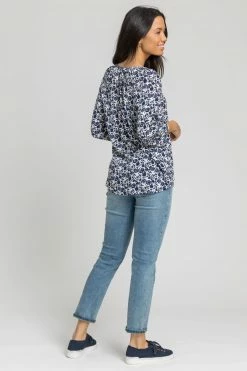 Roman Blue Ditsy Floral Print Button Top 9 Roman Blue Ditsy Floral Print Button Top -Roman Sales Shop unnamed file 9751