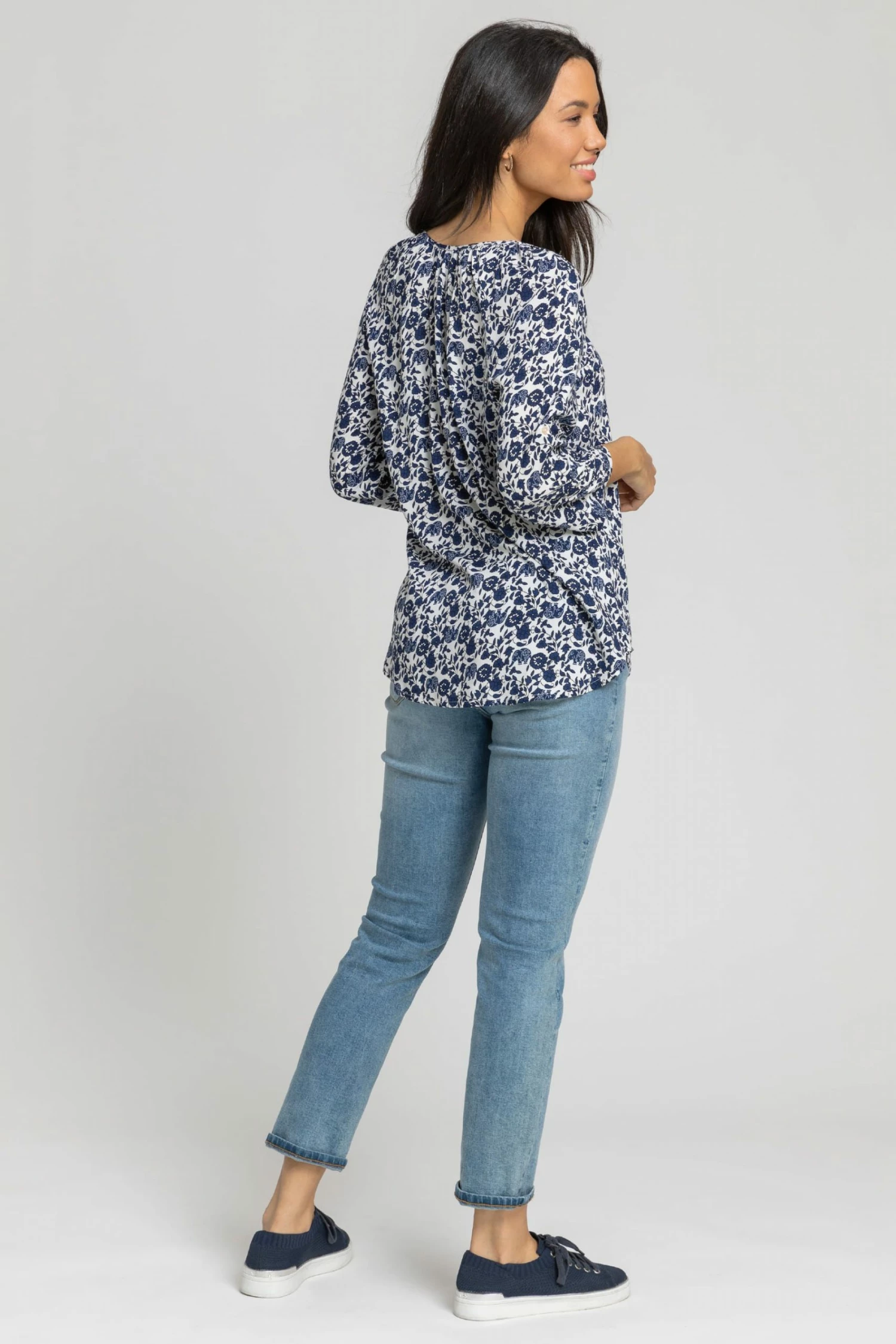 Roman Blue Ditsy Floral Print Button Top 5 Roman Blue Ditsy Floral Print Button Top - Image 3