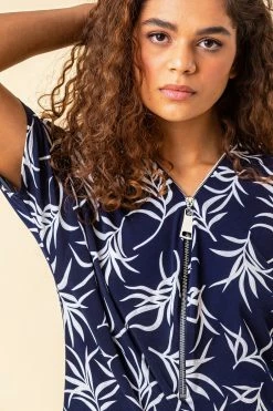 Roman Navy Leaf Puff Print Zip Top 10 Roman Navy Leaf Puff Print Zip Top -Roman Sales Shop unnamed file 9757