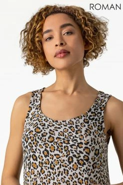 Roman Brown Cheetah Print Hanky Hem Maxi Dress 10 Roman Brown Cheetah Print Hanky Hem Maxi Dress -Roman Sales Shop unnamed file 976