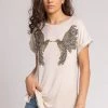 Roman Neutral Mirrored Bird Print Longline T-Shirt