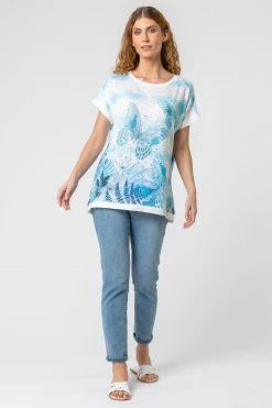 Roman Blue Butterfly Embelished Print T-Shirt -Roman Sales Shop unnamed file 9778