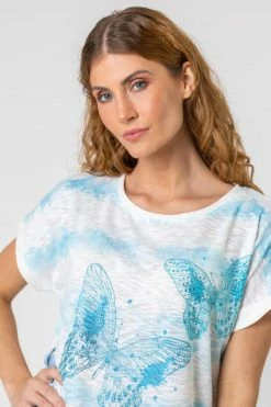 Roman Blue Butterfly Embelished Print T-Shirt -Roman Sales Shop unnamed file 9779