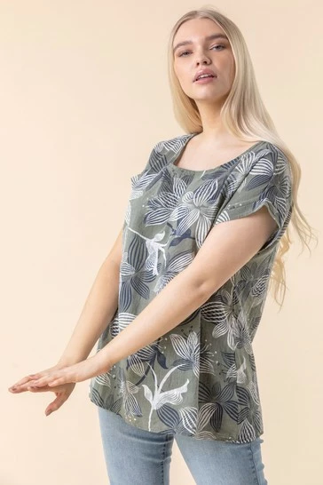 Roman Red Floral Print Cap Sleeve Top 8 Roman Red Floral Print Cap Sleeve Top - Image 6