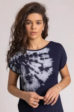 Roman Blue Embellished Tie Dye Print T-Shirt 12 Roman Blue Embellished Tie Dye Print T-Shirt -Roman Sales Shop unnamed file 9803