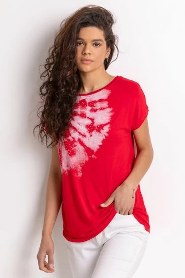 Roman Blue Embellished Tie Dye Print T-Shirt 8 Roman Blue Embellished Tie Dye Print T-Shirt - Image 6