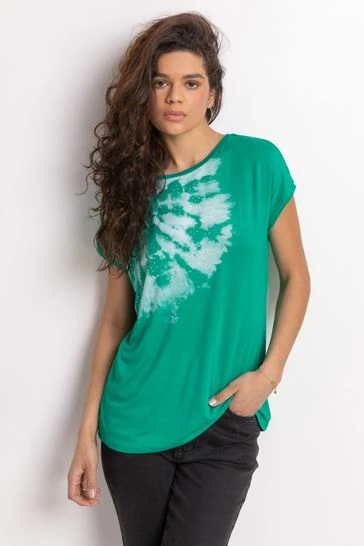 Roman Blue Embellished Tie Dye Print T-Shirt 9 Roman Blue Embellished Tie Dye Print T-Shirt - Image 7