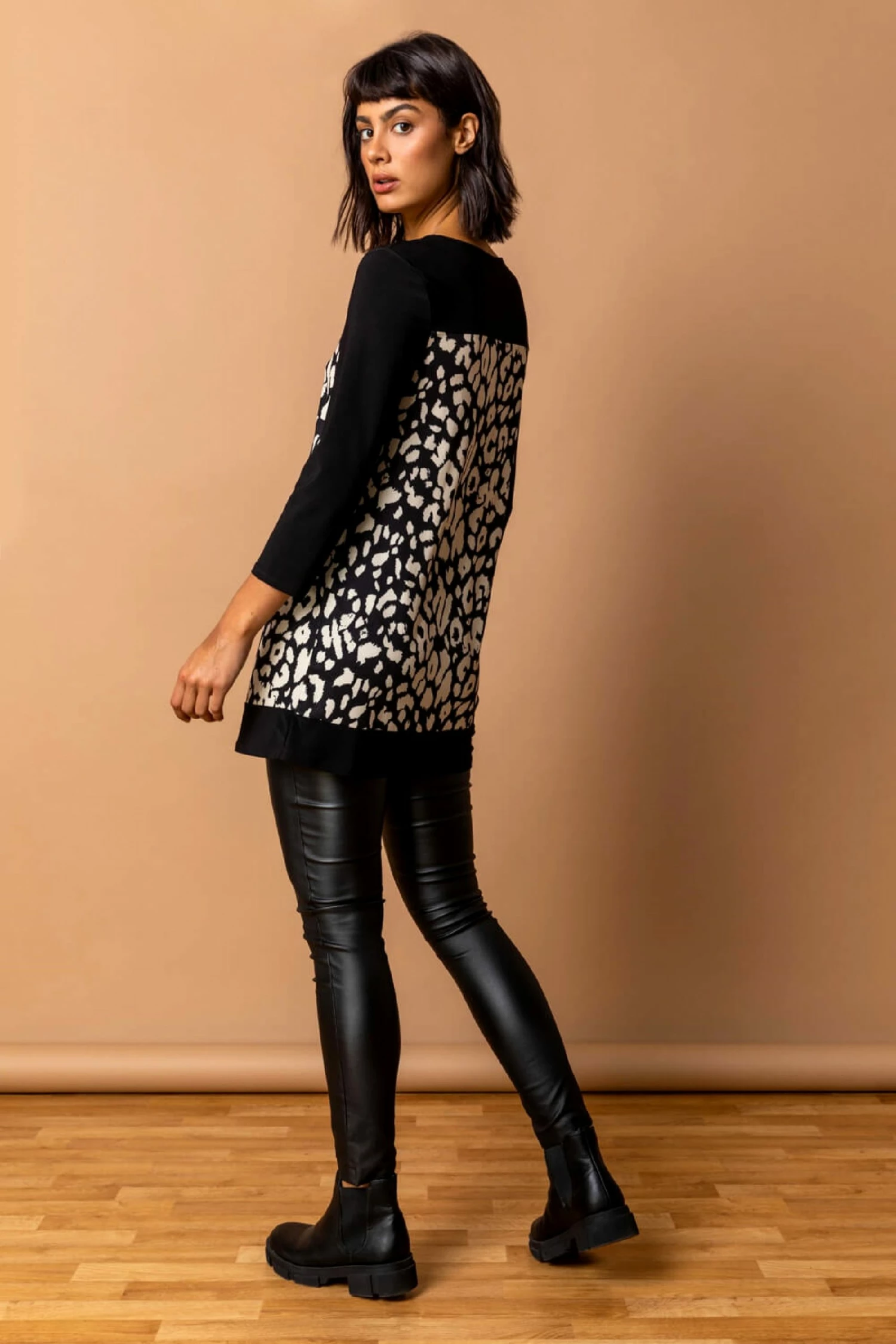 Roman Nude Animal Print Contrast Yoke Top 4 Roman Nude Animal Print Contrast Yoke Top - Image 2