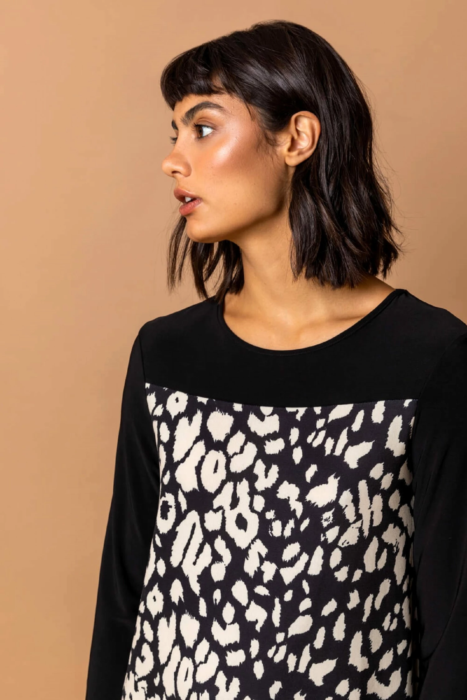 Roman Nude Animal Print Contrast Yoke Top 6 Roman Nude Animal Print Contrast Yoke Top - Image 4