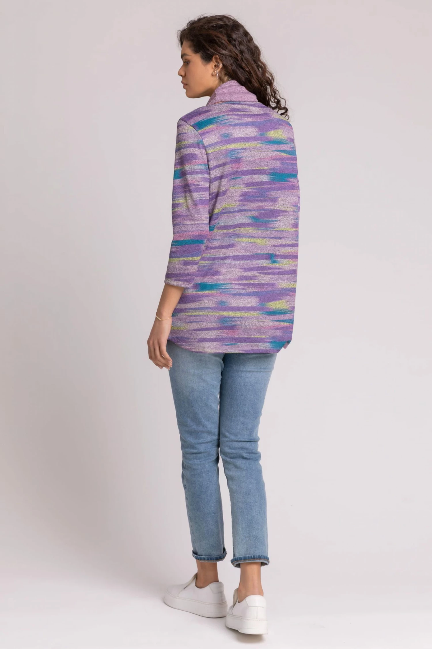 Roman Purple Abstract Print Pocket Top With Snood 4 Roman Purple Abstract Print Pocket Top With Snood - Image 2