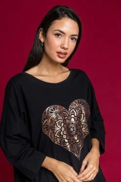 Roman Black One Size Foil Heart Print Lounge Top 11 Roman Black One Size Foil Heart Print Lounge Top -Roman Sales Shop unnamed file 9828
