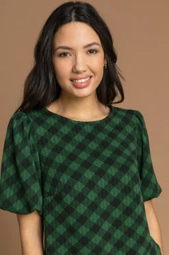 Roman Green Check Print Puff Sleeve Top 10 Roman Green Check Print Puff Sleeve Top -Roman Sales Shop unnamed file 9846