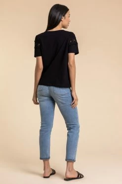 Roman Black Lace Detail Jersey T-Shirt -Roman Sales Shop unnamed file 9855