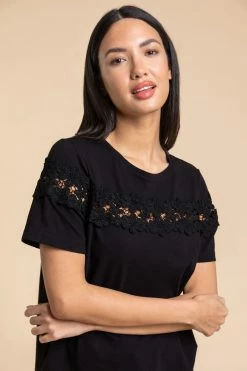 Roman Black Lace Detail Jersey T-Shirt -Roman Sales Shop unnamed file 9856