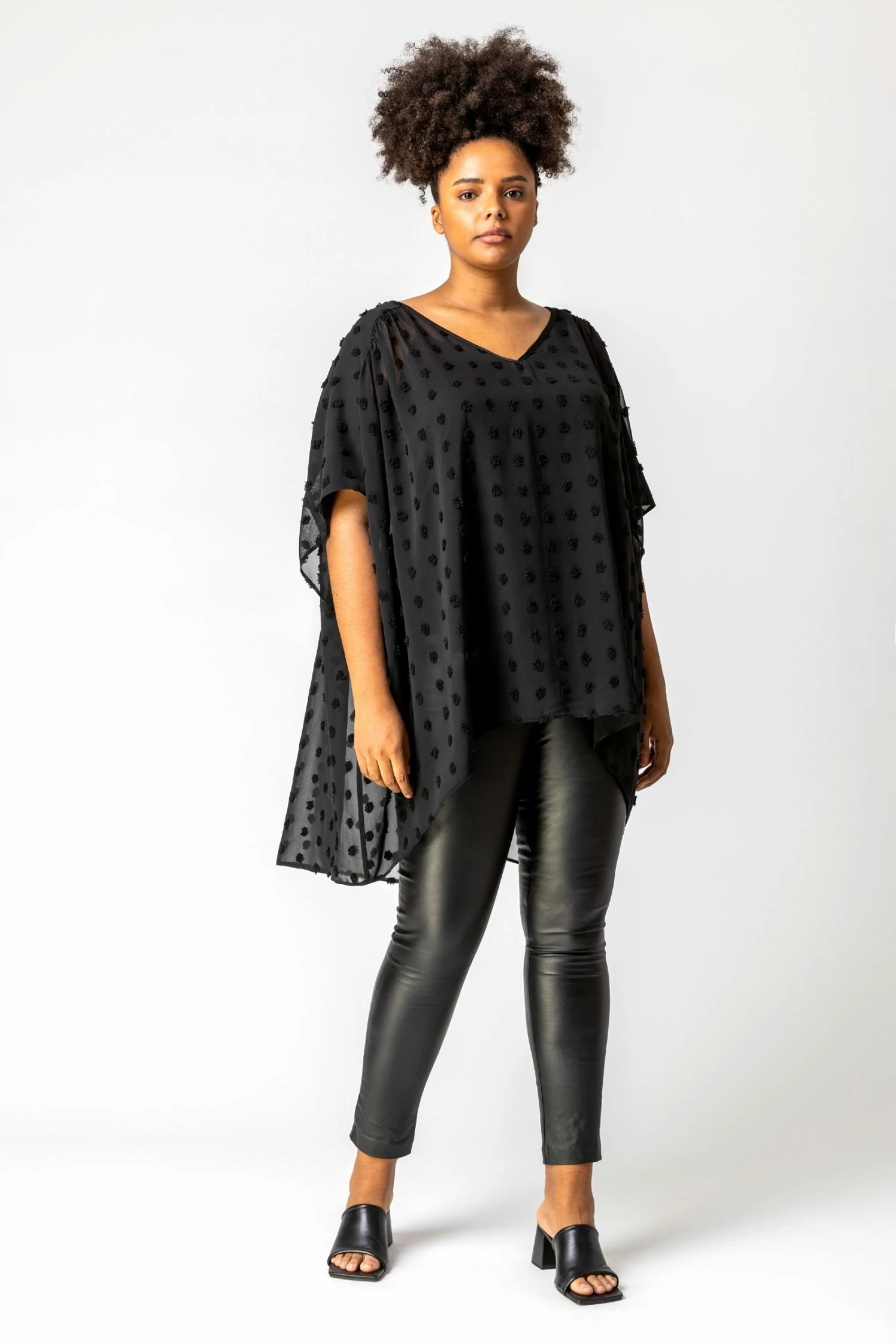 Roman Black Curve Textured Spot Batwing Top 5 Roman Black Curve Textured Spot Batwing Top - Image 3