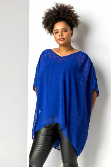 Roman Black Curve Textured Spot Batwing Top 8 Roman Black Curve Textured Spot Batwing Top - Image 6