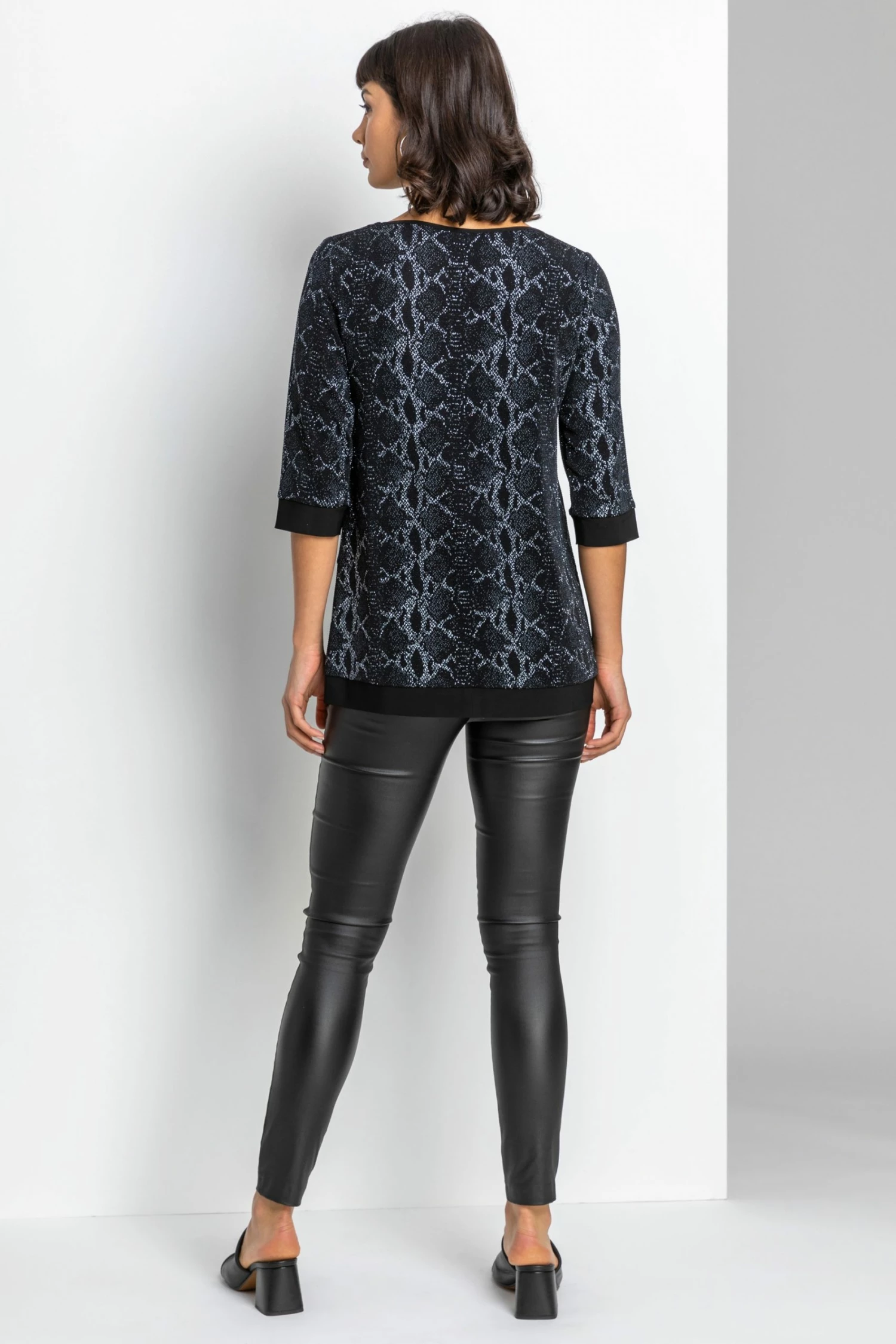 Roman Silver Asymmetric Animal Print Shimmer Top 4 Roman Silver Asymmetric Animal Print Shimmer Top - Image 2