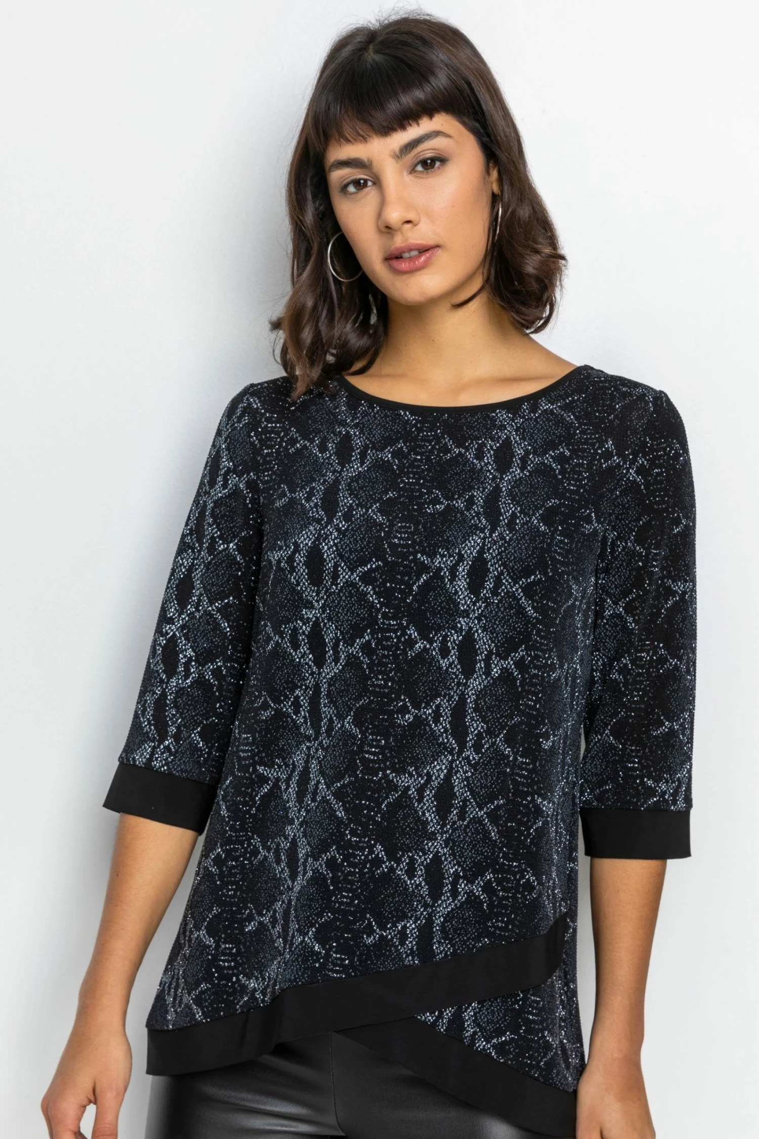 Roman Silver Asymmetric Animal Print Shimmer Top 6 Roman Silver Asymmetric Animal Print Shimmer Top - Image 4