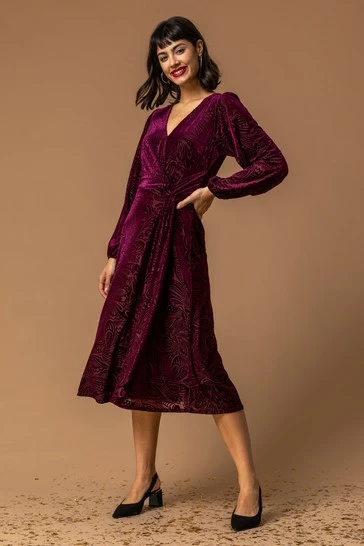 Roman Purple Baroque Print Burnout Dress 7 Roman Purple Baroque Print Burnout Dress - Image 5