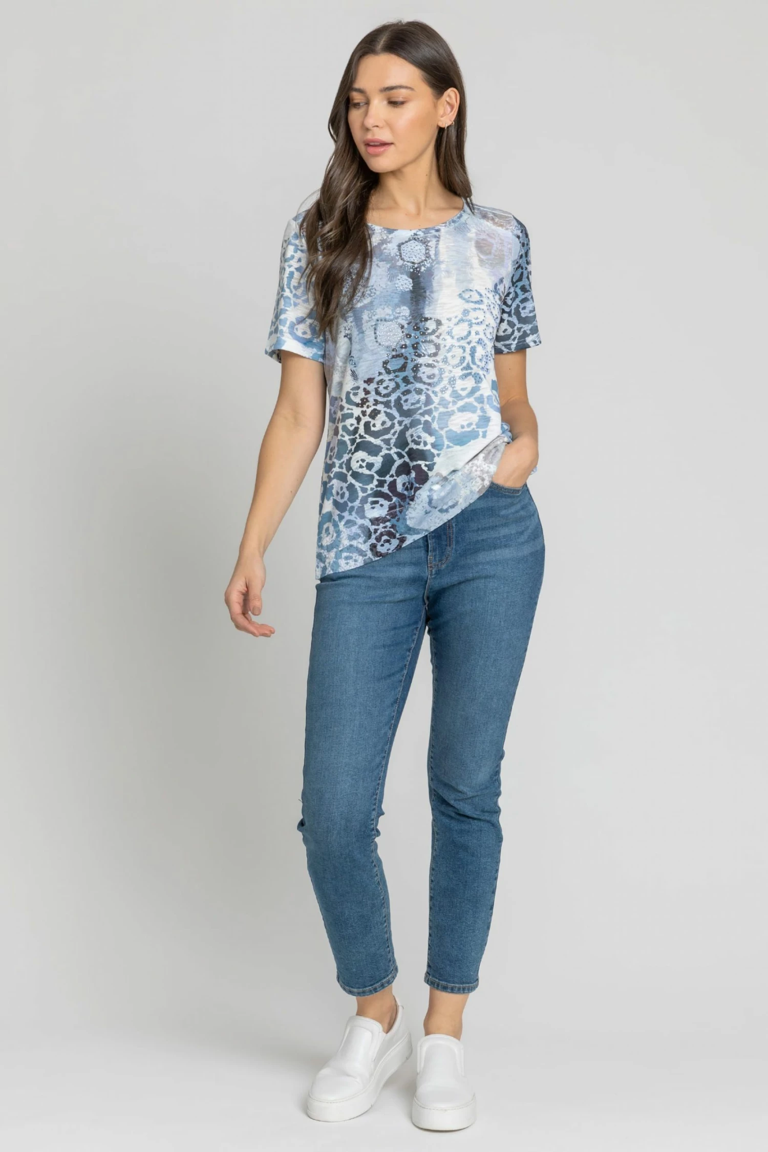 Roman Blue Abstract Animal Print Hotfix T-Shirt 4 Roman Blue Abstract Animal Print Hotfix T-Shirt - Image 2