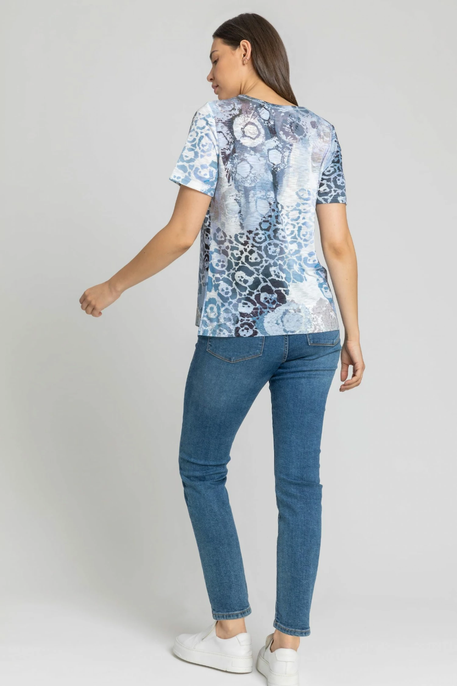 Roman Blue Abstract Animal Print Hotfix T-Shirt 5 Roman Blue Abstract Animal Print Hotfix T-Shirt - Image 3