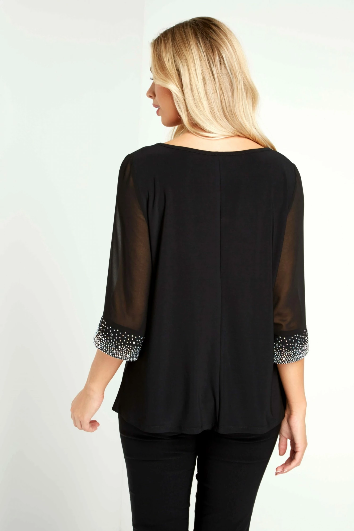 Roman Black Embellished Cuff Top 4 Roman Black Embellished Cuff Top - Image 2