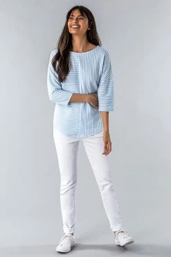 Roman Blue Textured Stripe Print Top 8 Roman Blue Textured Stripe Print Top -Roman Sales Shop unnamed file 9880