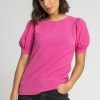 Roman Pink Textured Puff Sleeve Jersey Top 2 Roman Pink Textured Puff Sleeve Jersey Top -Roman Sales Shop unnamed file 9884