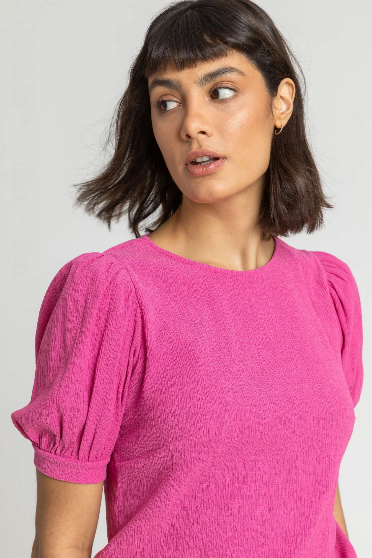 Roman Pink Textured Puff Sleeve Jersey Top 6 Roman Pink Textured Puff Sleeve Jersey Top - Image 4