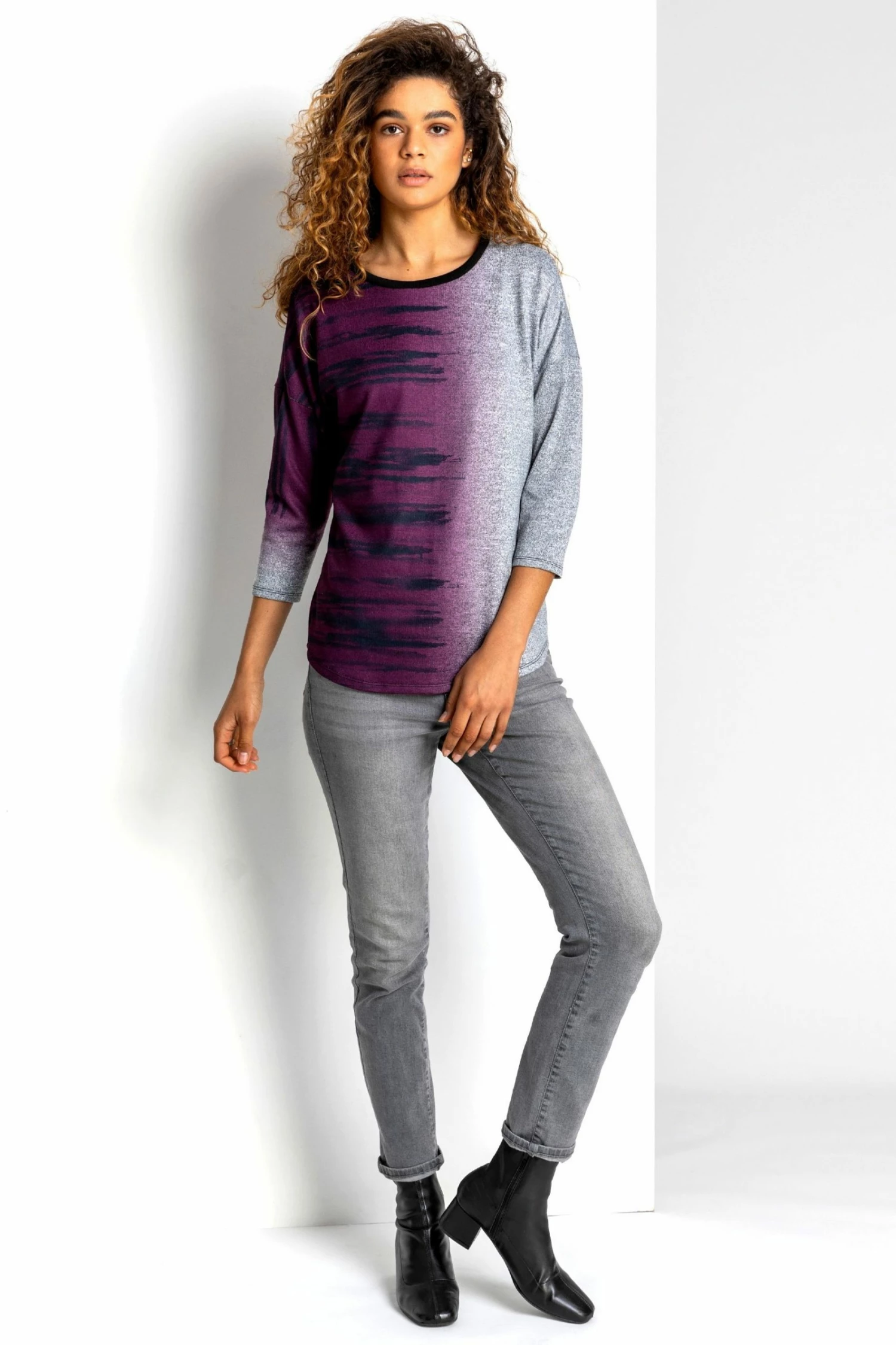 Roman Purple Floral Print Longline Top 3 Roman Purple Floral Print Longline Top