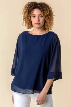 Roman Blue Batwing Sleeve Chiffon Overlay Top 11 Roman Blue Batwing Sleeve Chiffon Overlay Top -Roman Sales Shop unnamed file 9911