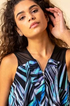 Roman Blue Abstract Print Asymmetric Hem Top -Roman Sales Shop unnamed file 9920