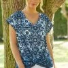 Roman Blue Abstract Print Knot Front Top 2 Roman Blue Abstract Print Knot Front Top -Roman Sales Shop unnamed file 9922