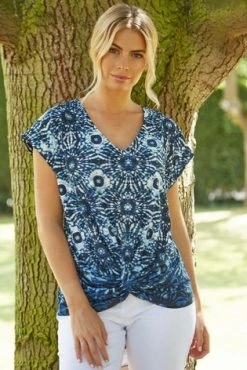 Roman Blue Abstract Print Knot Front Top 7 Roman Blue Abstract Print Knot Front Top -Roman Sales Shop unnamed file 9924