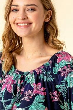 Roman Blue Tropical Floral Print Bardot Top 10 Roman Blue Tropical Floral Print Bardot Top -Roman Sales Shop unnamed file 9933