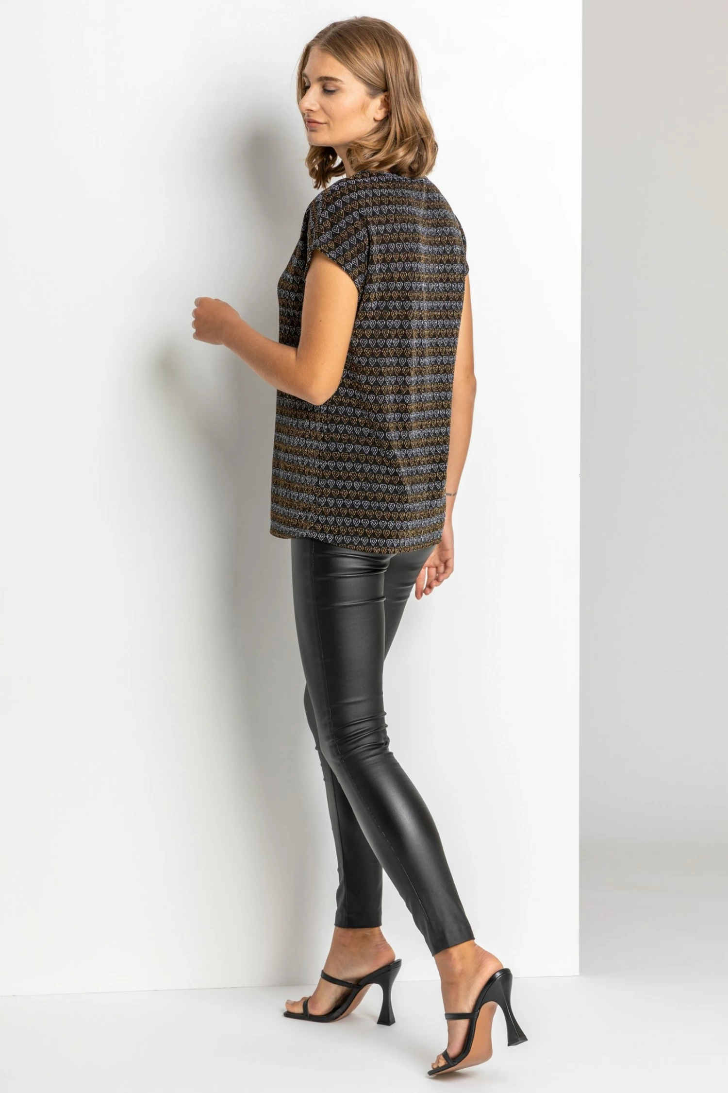 Roman Gold Shimmer Heart Print Top 4 Roman Gold Shimmer Heart Print Top - Image 2