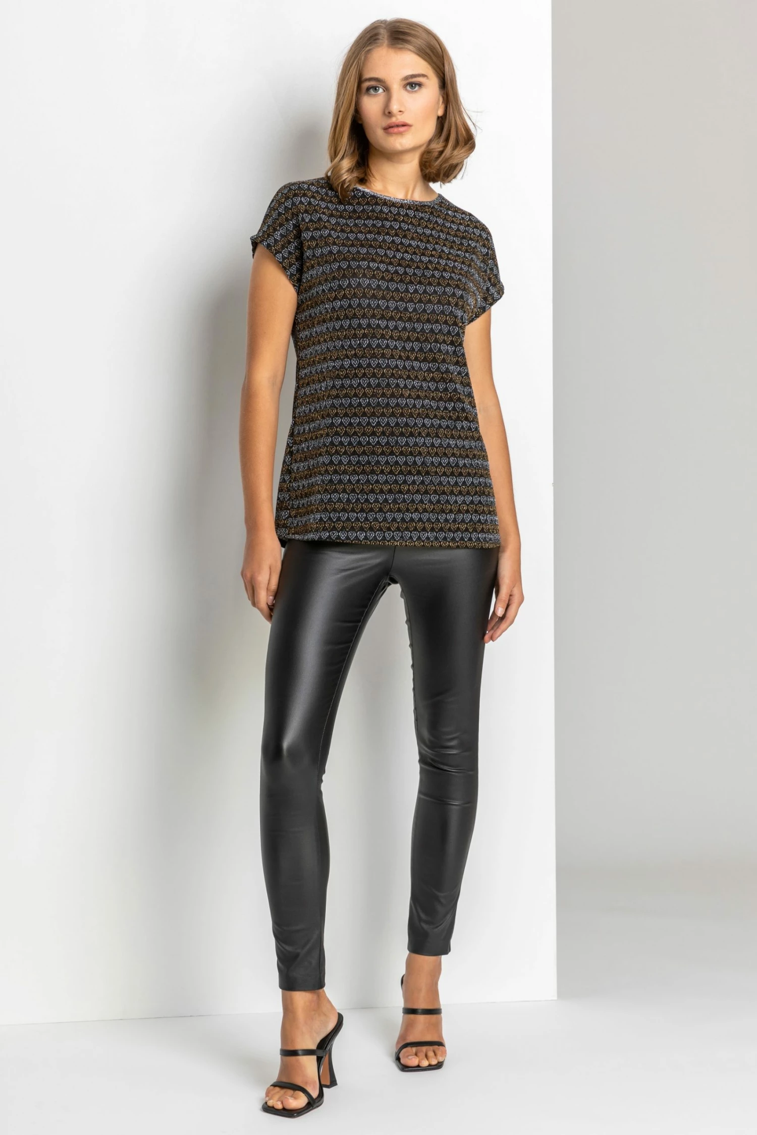 Roman Gold Shimmer Heart Print Top 5 Roman Gold Shimmer Heart Print Top - Image 3