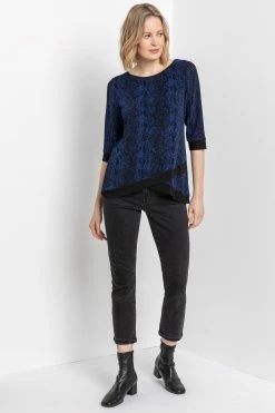 Roman Blue Shimmer Animal Print Asymmetric Top 11 Roman Blue Shimmer Animal Print Asymmetric Top -Roman Sales Shop unnamed file 9942