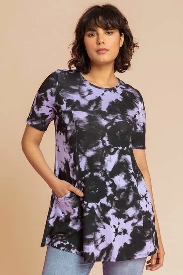 Roman Purple Tie Dye Print Pocket Top 7 Roman Purple Tie Dye Print Pocket Top - Image 5