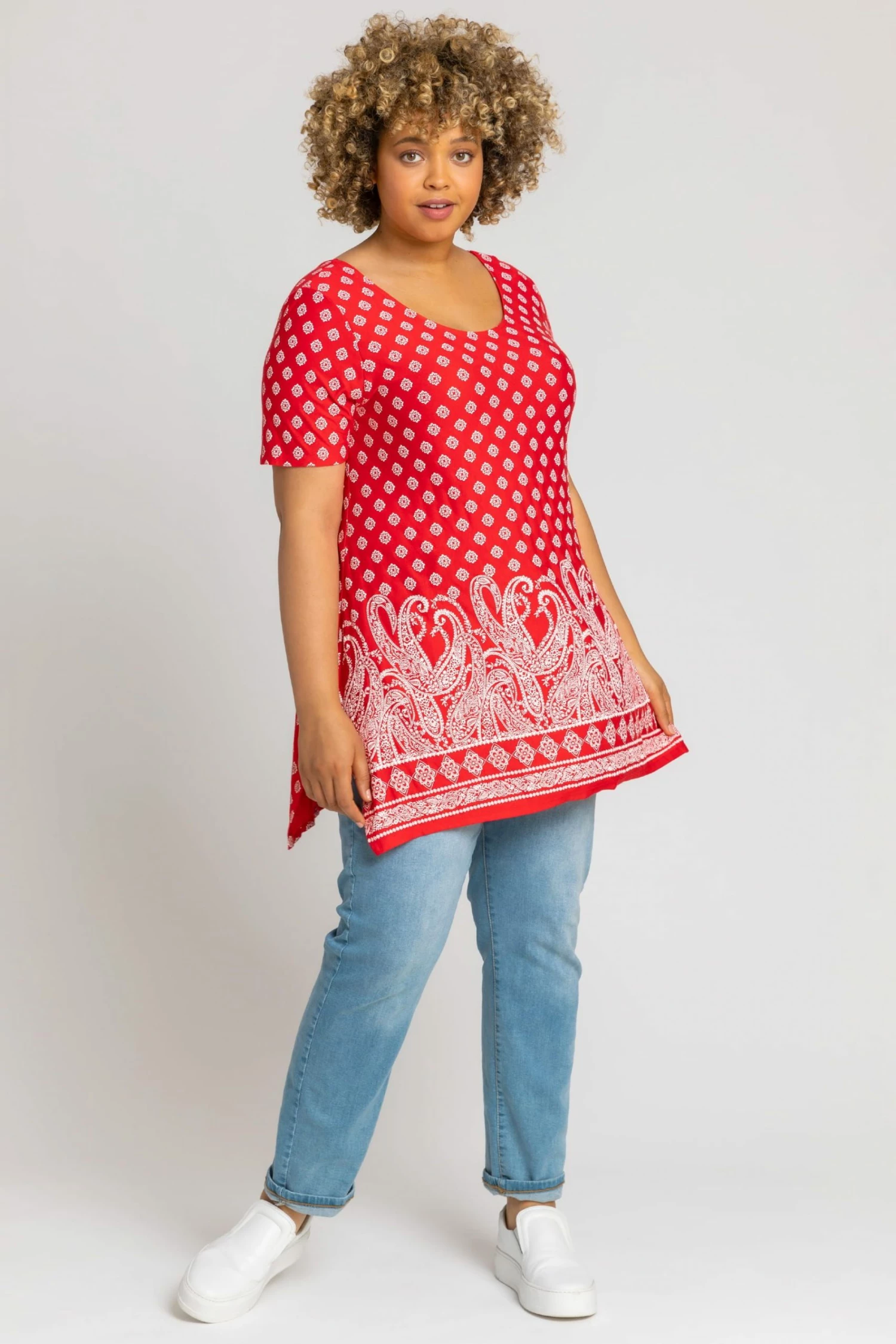 Roman Red Curve Paisley Border Print Top 5 Roman Red Curve Paisley Border Print Top - Image 3