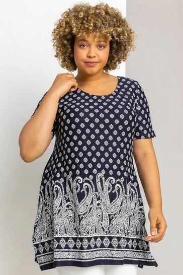 Roman Red Curve Paisley Border Print Top 8 Roman Red Curve Paisley Border Print Top - Image 6