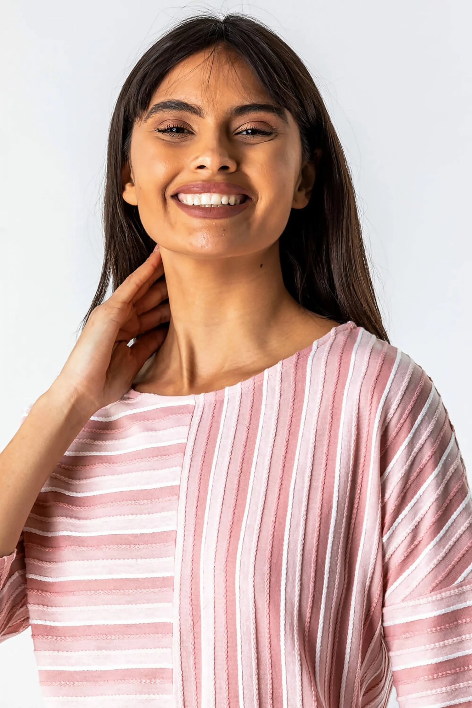 Roman Pink Textured Stripe Print Top 5 Roman Pink Textured Stripe Print Top - Image 3