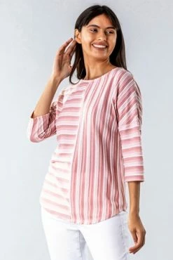 Roman Pink Textured Stripe Print Top 9 Roman Pink Textured Stripe Print Top -Roman Sales Shop unnamed file 9966