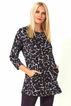Roman Purple Animal Print Jersey Top With Pockets